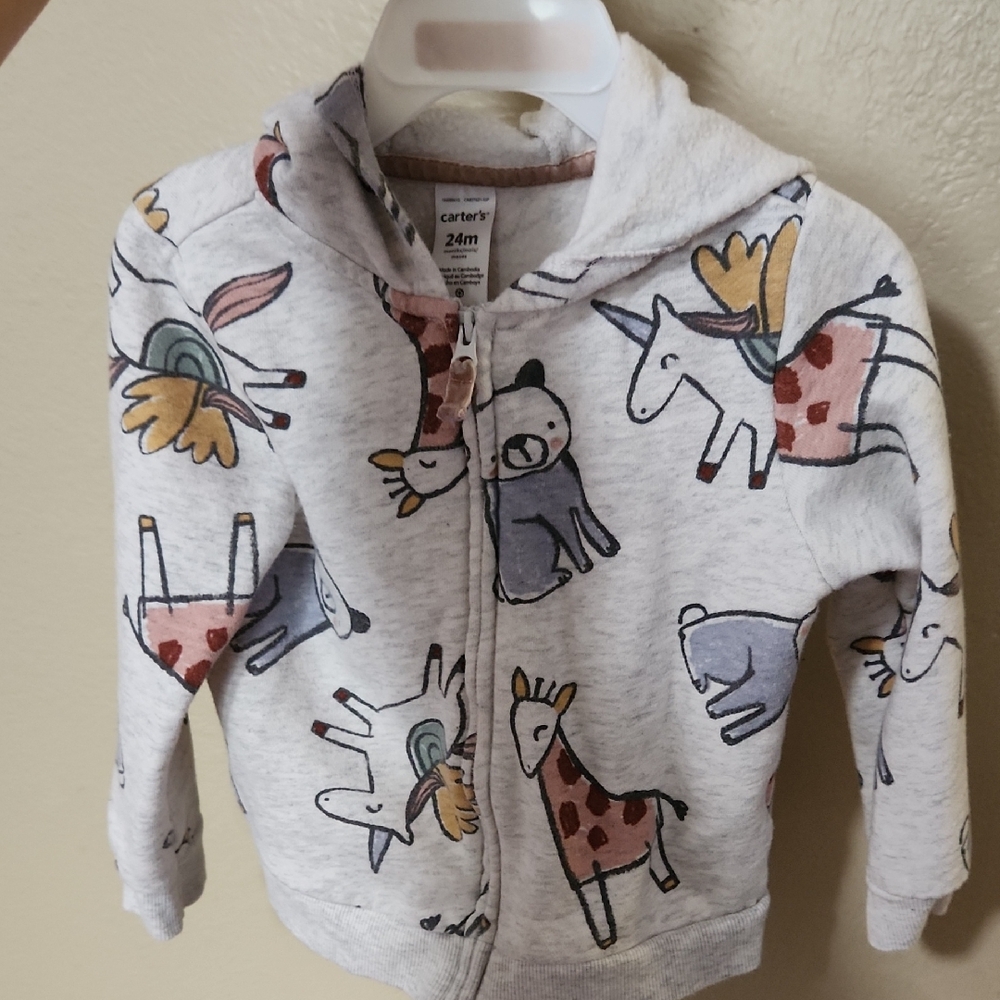 Carter's Light Gray Animal Print Hoodie